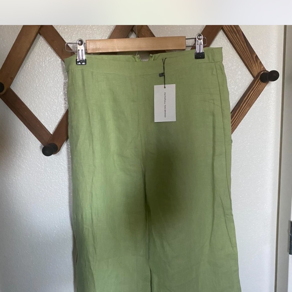 Women's Light Green Wide-Leg Pants - Picture 2 of 4